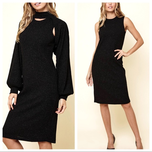 48 Sleeveless Dress with Ribbed Turtleneck Bolero
SET - Picture 12 of 12